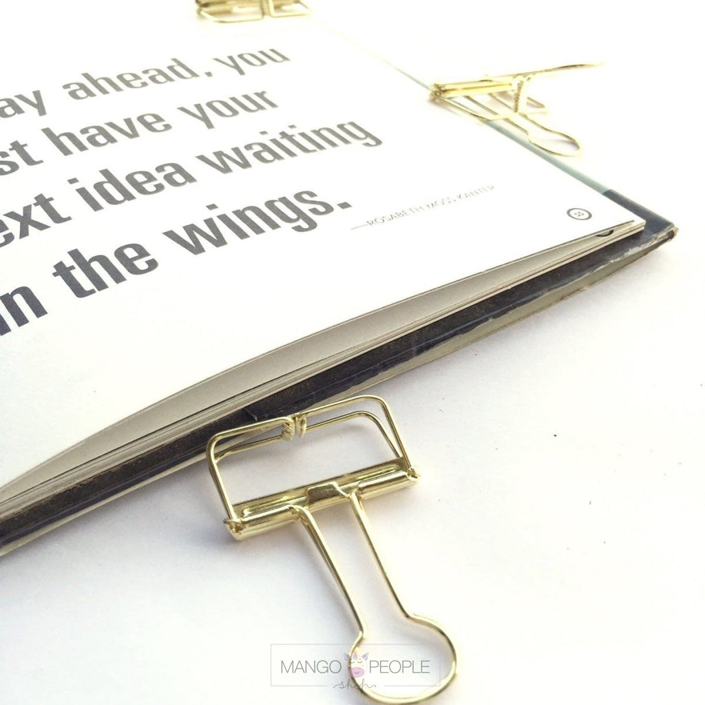 Gold Hollow Paper Binder Clip-Large (32 mm) - Set of 6 Stationery Supple Room 