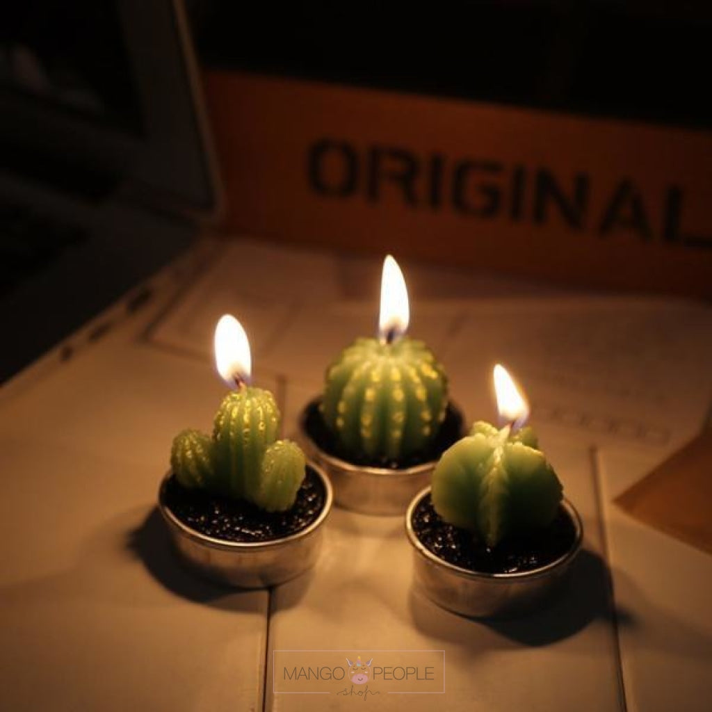 Handmade Delicate Tealight Cactus Candles
