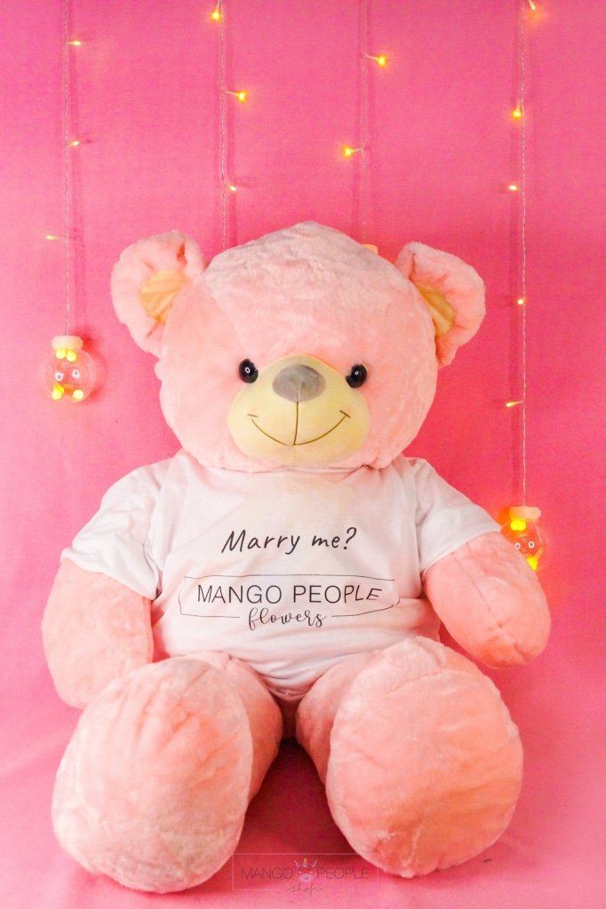 Marry Me Proposal Giant Teddy Bear Gift Stuff Toy Mango People Flowers Blush Pink Marry Me + Logo 