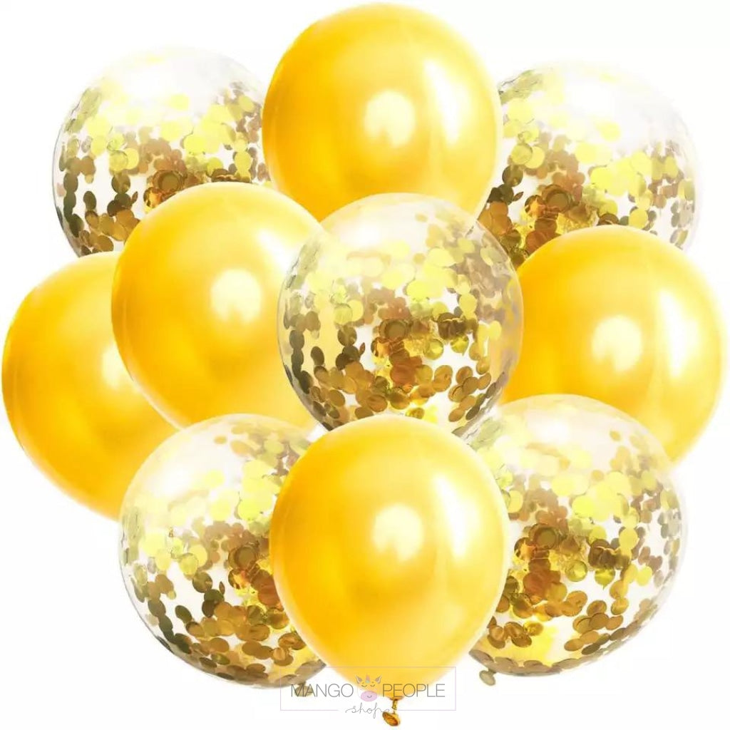 Metalic Confetti Balloons- Set Of 10 Balloons Mango People Local Gold 