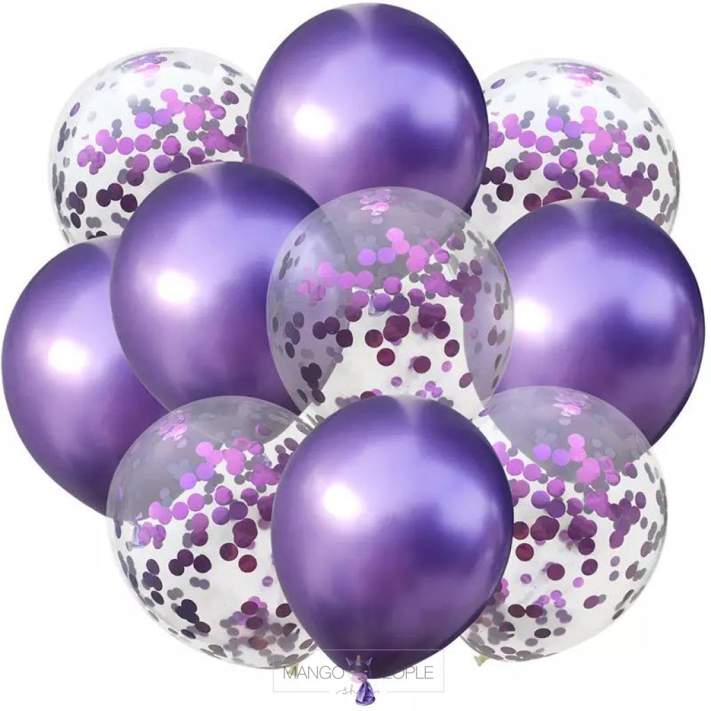 Metalic Confetti Balloons- Set Of 10 Balloons Mango People Local Purple 
