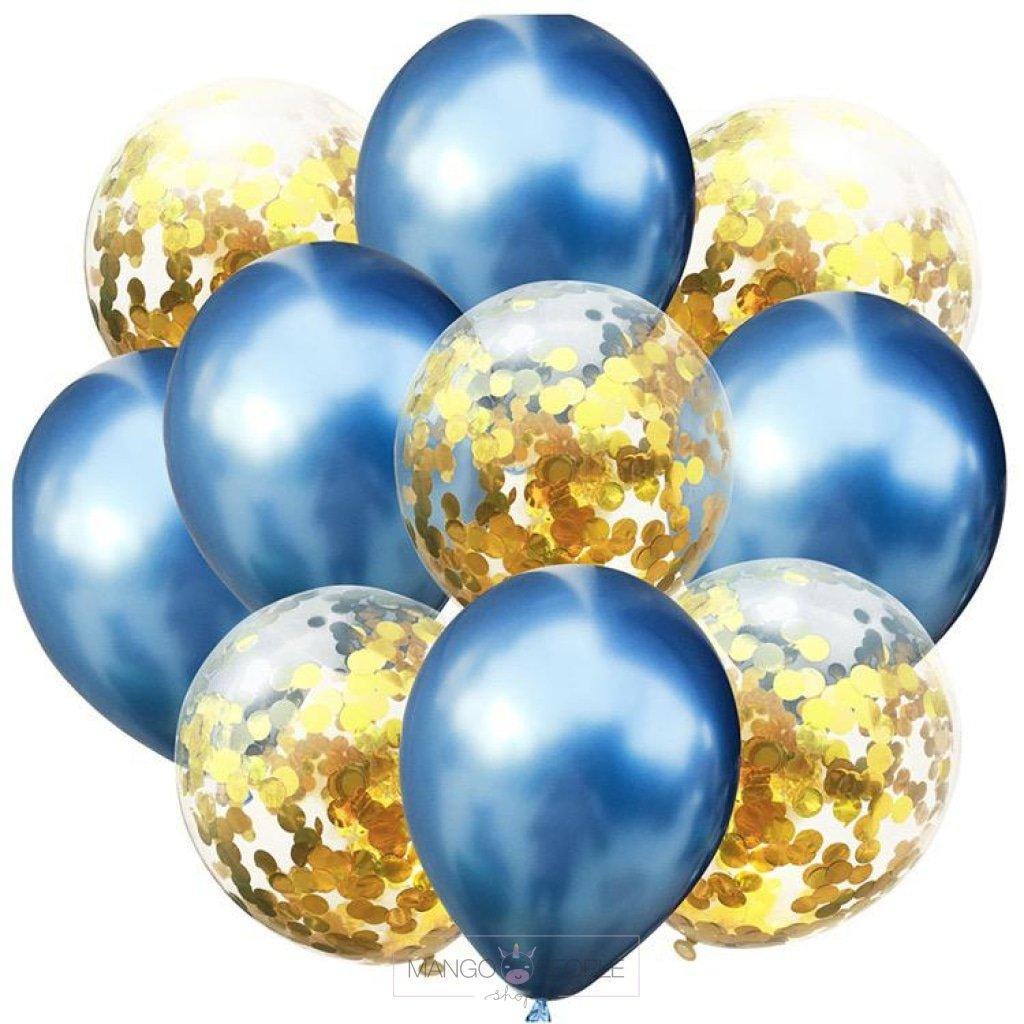 Metallic Mixed Golden Confetti Balloons- Set Of 12 Balloons Mango People Local Blue 