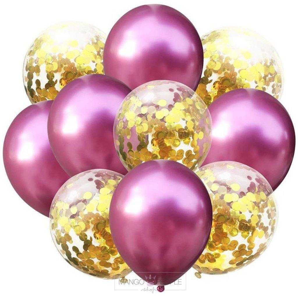 Metallic Mixed Golden Confetti Balloons- Set Of 12 Balloons Mango People Local Pink 
