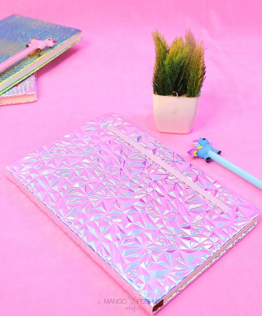 Pink Patterned Holographic Diary Diary and Pen Set Mango People Local Diary 