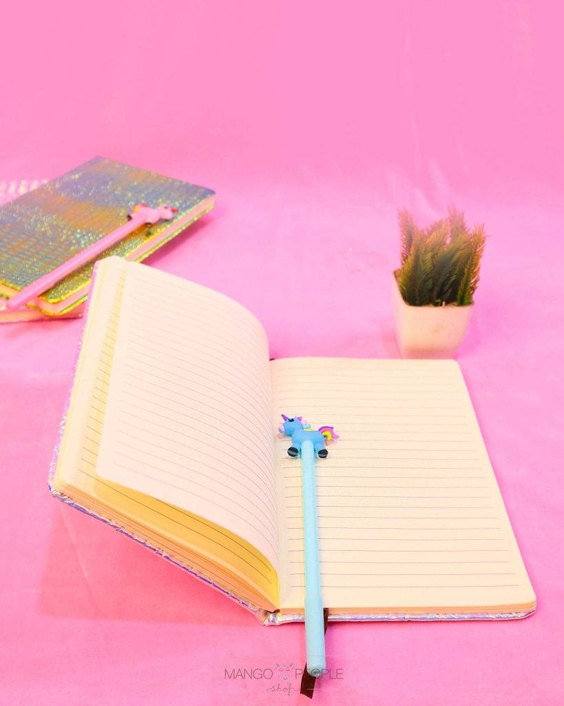Pink Patterned Holographic Diary Diary and Pen Set Mango People Local 