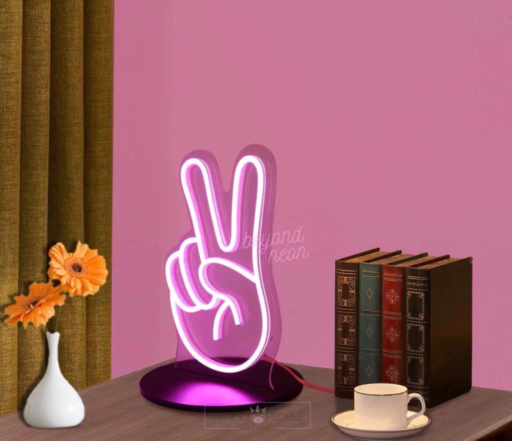 Quirky Style Neon Peace Sign Table Lamp