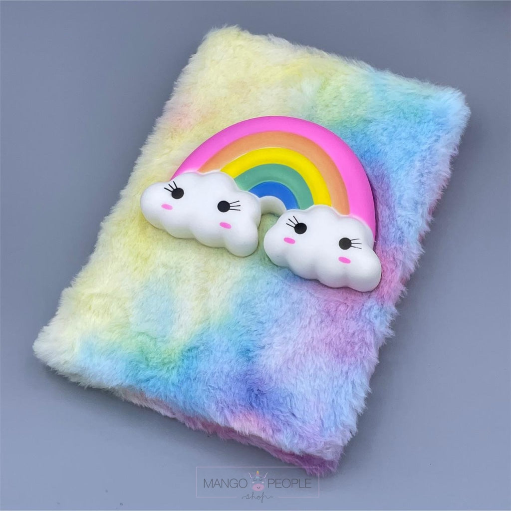 Rainbow Squishy Toy Fur Diary Stationery Mango People International Rainbow 