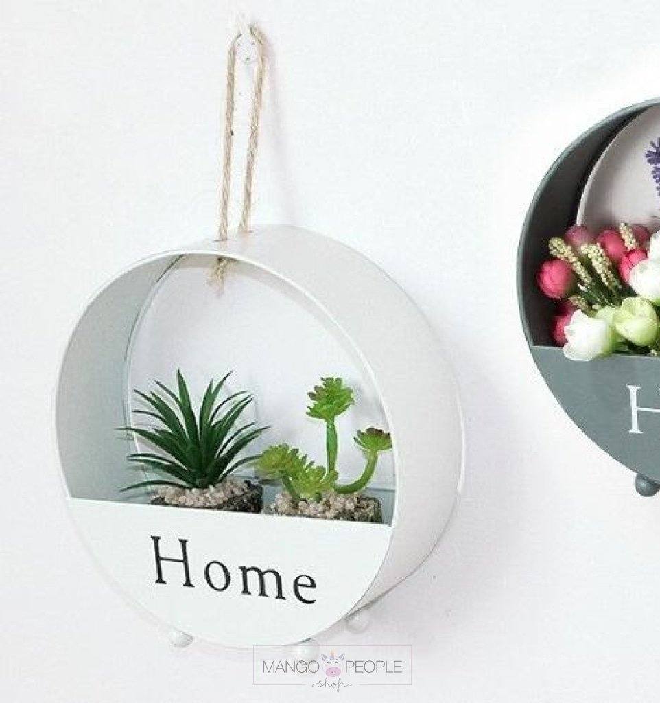 Round Shape Free Stand Cum Wall Hanging Flower Decoration-White HOME Peppy Basket 