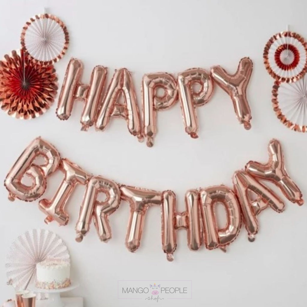 Set of 13 Letters Rose Gold Happy Birthday Balloons Party Supplies Mango People Local 