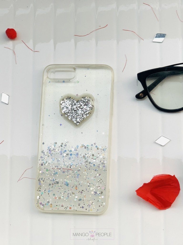 Silver Glitter Heart iPhone 7/7 Plus Case Phone Case Mango People Local 