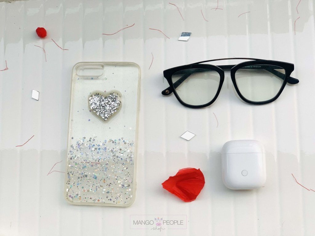 Silver Glitter Heart iPhone 7/7 Plus Case Phone Case Mango People Local 