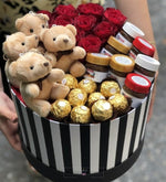 Load image into Gallery viewer, Teddy Bear Surprises Roses Gift Hamper Gift Hamper Mango People Flowers Red 
