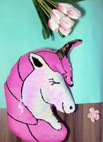 Load image into Gallery viewer, Unicorn Reversible Sequins Cushion Cushions Mango People International Pink 

