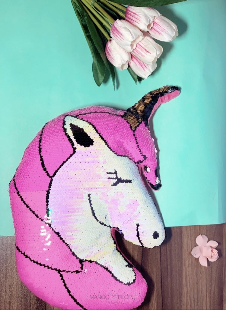 Unicorn Reversible Sequins Cushion Cushions Mango People International Pink 