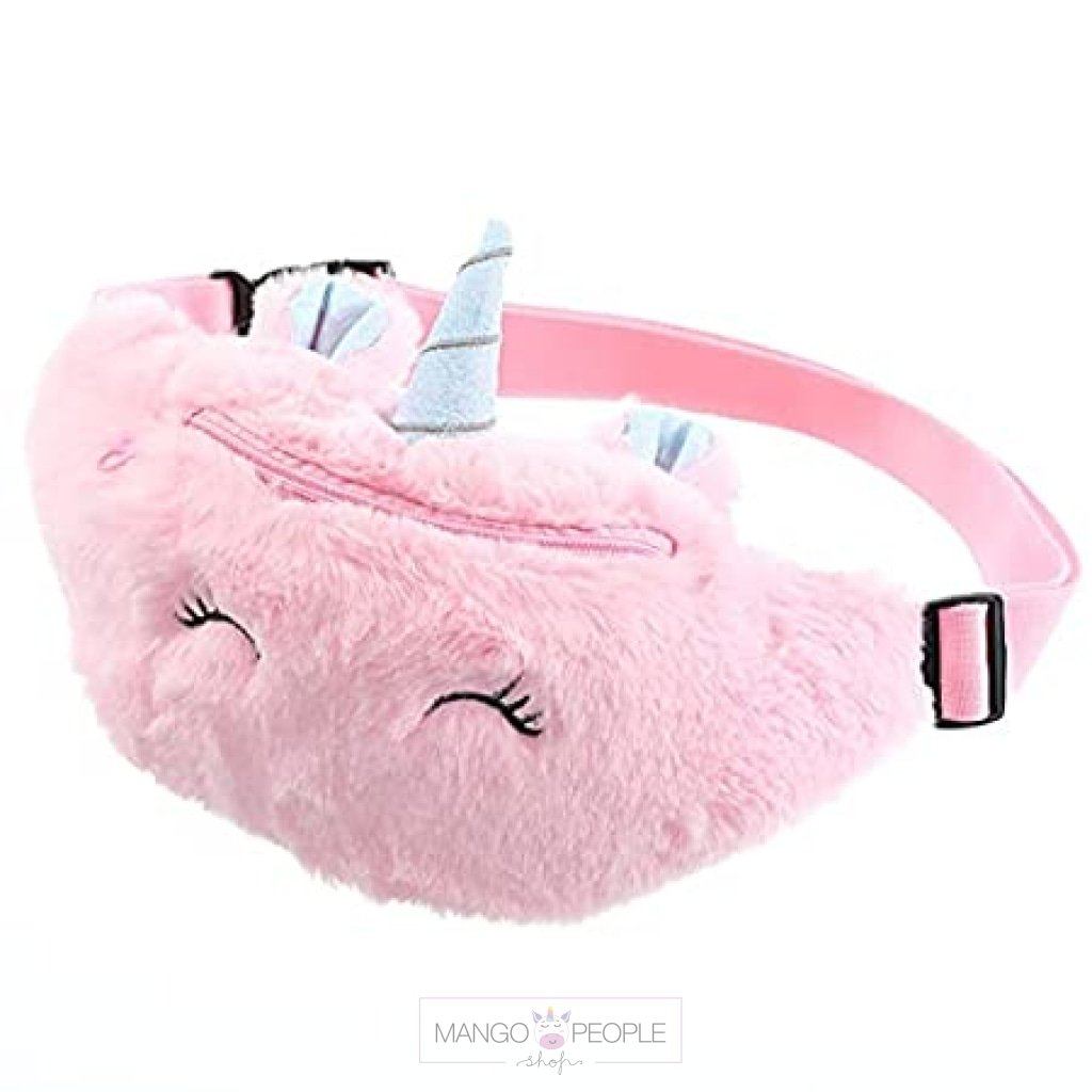 Unicorn Soft Fur Fenny Waist Pouch for Girls and Women (Pink) TRAVEL Peppy Basket 