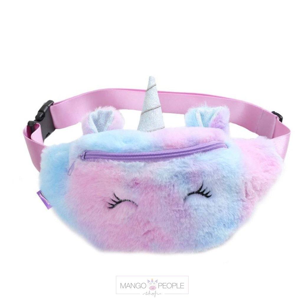 Unicorn Soft Fur Fenny Waist Pouch for Girls and Women (Rainbow) TRAVEL Peppy Basket 