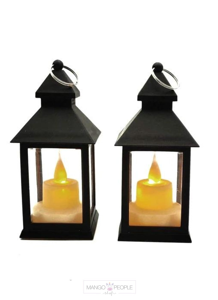 Vintage Flameless Candle Lantern - Set Of 2 Lamp Mango People Local Black 