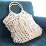 Load image into Gallery viewer, Vintage Macrame Boho Bag with Wooden Handles Bags/Clutch Pitonia 
